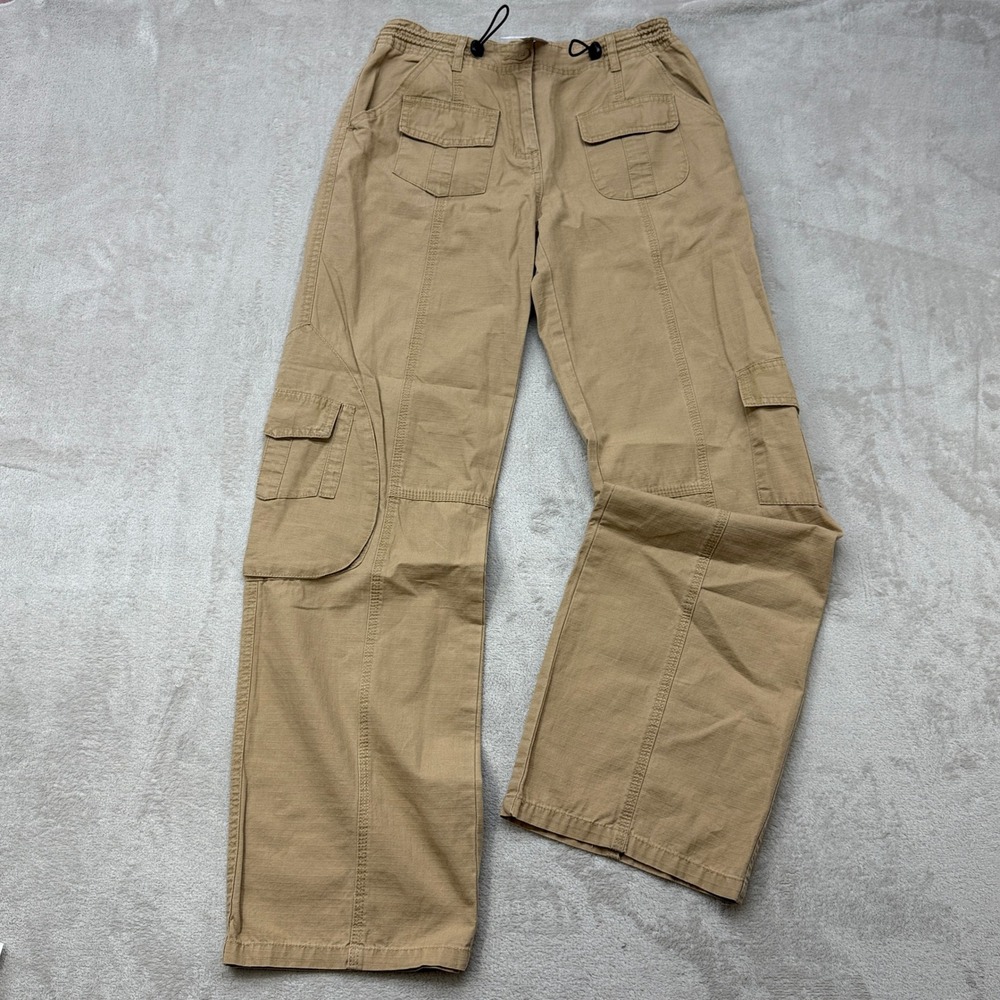 J. Galt Cargo Pants Women's 1SZ Light Brown Ripstop Wide Leg Utility Streetwear